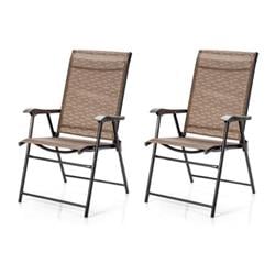 OP70712-2 Outdoor Patio Folding Chair with Armrest for Camping Garden - 2 Piece -  Total Tactic