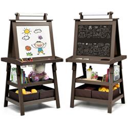 Picture of Total Tactic TY327442CF 3-in-1 Double-Sided Storage Art Easel, Coffee