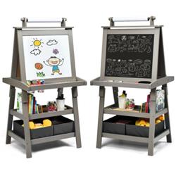 Picture of Total Tactic TY327442HS 3-in-1 Double-Sided Storage Art Easel, Gray