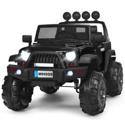 TY327745BKPlus 12V Kids Spring Suspension Ride On Truck Toys, Black