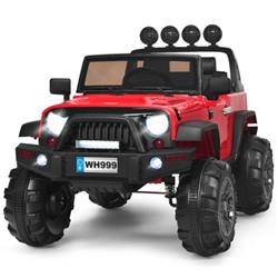 TY327745REPlus 12V Kids Spring Suspension Ride On Truck Toys, Red