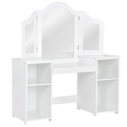 Picture of Total Tactic TY327770WH Kids Tri Folding Mirror Makeup Dressing Vanity Table Set&#44; White