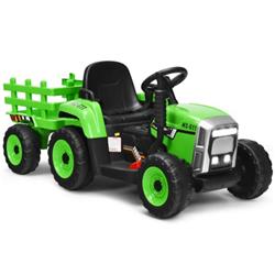 TY327774US-GN 12V Ride on Tractor Toys with 3-Gear-Shift Ground Loader for Kids 3 Plus Years Old, Green