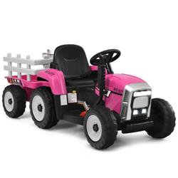 TY327774US-PI 12V Ride on Tractor Toys with 3-Gear-Shift Ground Loader for Kids 3 Plus Years Old, Pink