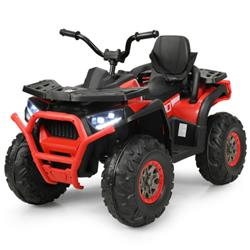 TY327802REPlus 12V Kids Electric 4-Wheeler ATV Quad Toys with MP3 & LED Lights, Red