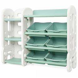 TY327808GN Kids Toy Storage Organizer with Bins & Multi-Layer Shelf for Bedroom Playroom, Green