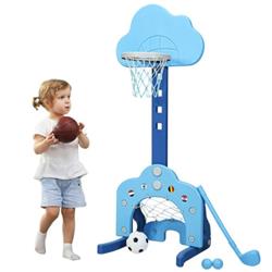 Picture of Total Tactic TY327810NY 3-in-1 Kids Basketball Hoop Set with Balls&#44; Blue