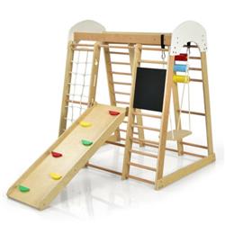 Picture of Total Tactic TY328218NAPlus 8-in-1 Indoor Playground Climbing Gym Wooden Climber Playset for Children&#44; Natural