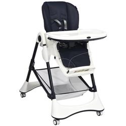 BB5585NY A-Shaped High Chair with 4 Lockable Wheels, Navy