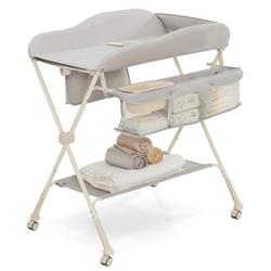 AC10008HS Baby Diaper Changing Table with Water Basin Wheel, Gray