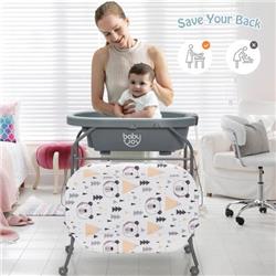 AC10011US-GR Portable Baby Changing Table with Storage Basket & Shelves, Gray