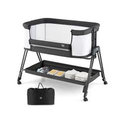 BC10119DK Baby Portable Bedside Sleeper with 7 Adjustable Heights, Gray