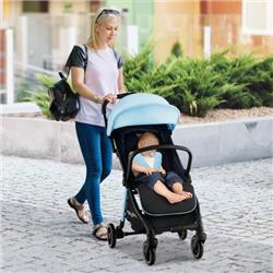 BC10130BL One-Hand Folding Portable Lightweight Baby Stroller with Aluminum Frame, Blue -  Costway