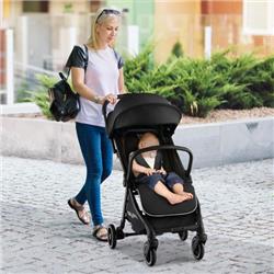 BC10130DK One-Hand Folding Portable Lightweight Baby Stroller with Aluminum Frame, Black -  Costway