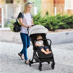 BC10130GR One-Hand Folding Portable Lightweight Baby Stroller with Aluminum Frame, Gray -  Costway