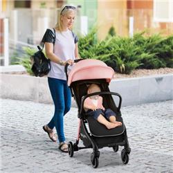BC10130PI One-Hand Folding Portable Lightweight Baby Stroller with Aluminum Frame, Pink