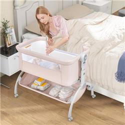 BC10140BE 3-in-1 Baby Bassinet with Double-Lock Design & Adjustable Heights, Beige