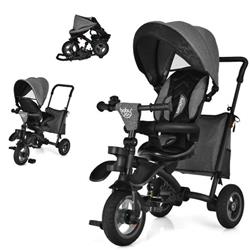 BC10160GR 7-in-1 Baby Folding Tricycle Stroller with Rotatable Seat, Gray -  Costway