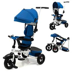 BC10014BL Folding Tricycle Baby Stroller with Reversible Seat & Adjustable Canopy, Blue