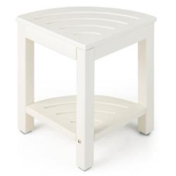 BA7860WH Corner Shower Bench Stool with Storage Shelf for Shaving Legs, White
