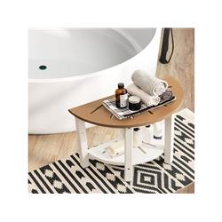 Picture of Costway BA7866CF Waterproof HDPE Shower Bench with Semicircular Seat & Storage Shelf&#44; Brown