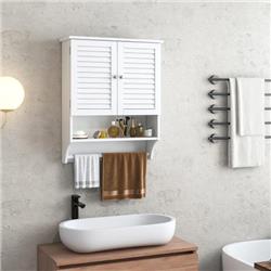 BA7874WH 2-Door Bathroom Wall-Mounted Medicine Cabinet with Towel Bar, White