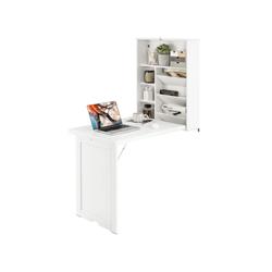 CB10394WH Wall Mounted Fold-Out Convertible Floating Desk with Space Saver, White