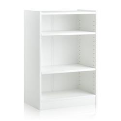 CB10458WH 3-Tier Bookcase Open Display Rack Cabinet with Adjustable Shelves, White