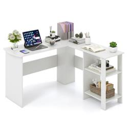 Picture of Costway CB10461WH- Large Modern L-Shaped Computer Desk with 2 Cable Holes & 2 Storage Shelves&#44; White