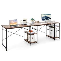Picture of Costway CB10462CF- L-Shaped Computer Desk with 4 Storage Shelves & Cable Holes&#44; Rustic Brown