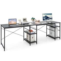 Picture of Costway CB10462DK- L-Shaped Computer Desk with 4 Storage Shelves & Cable Holes&#44; Black