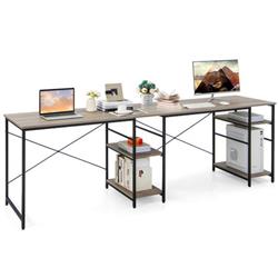 Picture of Costway CB10462GR- L-Shaped Computer Desk with 4 Storage Shelves & Cable Holes&#44; Gray