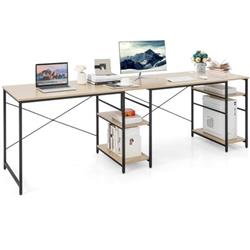 Picture of Costway CB10462NA- L-Shaped Computer Desk with 4 Storage Shelves & Cable Holes&#44; Natural