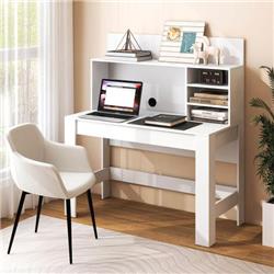 Picture of Costway CB10475WH 48 in. Writing Computer Desk with Anti-Tipping Kits & Cable Management Hole&#44; White