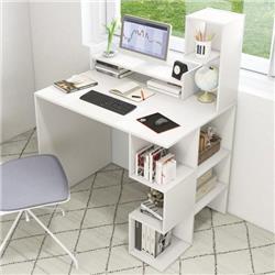 Picture of Costway CB10479WH Modern Computer Desk with Storage Bookshelf & Hutch for Home Office&#44; White