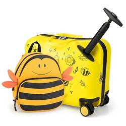 Picture of Costway BN10003YW 18 in. Kids Ride-on Luggage Set with Spinner Wheels & Bee Pattern&#44; Yellow - 2 Piece