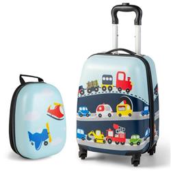 Picture of Costway BN10004NY Kids Carry-on Luggage Set with 12 in. Backpack, Blue - 2 Piece
