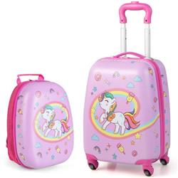 Picture of Costway BN10004PI Kids Carry-on Luggage Set with 12 in. Backpack, Pink - 2 Piece