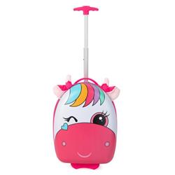 BN10009 16 in. Kids Rolling Luggage with 2 Flashing Wheels & Telescoping Handle, Pink