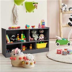 CB10297GR Kids 2-Shelf Bookcase 5-Cube Wood Toy Storage Cabinet Organizer, Gray -  Costway