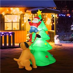 CM23946US 6.5 ft. Outdoor Inflatable Christmas Tree Santa Decor with LED Lights