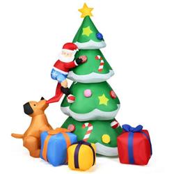 CM23947US 7 ft. Inflatable Christmas Tree Santa Decor with LED Lights