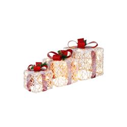 CM23881 Christmas Lighted Gift Boxes Decorations with Red Bowknots - Set of 3