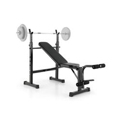 FH10018 Adjustable Weight Bench & Barbell Rack Set with Weight Plate Post