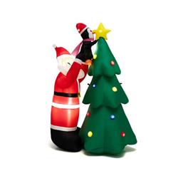 CM24093US 6 ft. Inflatable Christmas Tree & Santa Claus with LED & Air Blower
