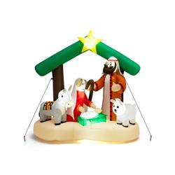 CM24098US 6.7 ft. Christmas Inflatable Nativity Scene with LED Lights