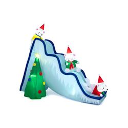 CM24101US 9 ft. Inflatable Polar Bear Slide Scene Decoration with LED Lights