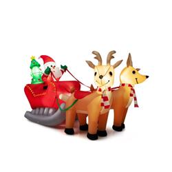 CM24104US 7.2 ft. Long Christmas Inflatable Santa Rides Sled with LED Lights