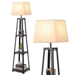 Picture of Costway EU10086US 13 x 13 x 63 in. Shelf Floor Lamp with Storage Shelves & Linen Lamphade