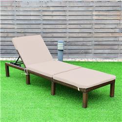 Gymax - Patio Rattan Chaise Lounge Chair Recliner Outdoor w/ 6 Positions Cushion - Brown